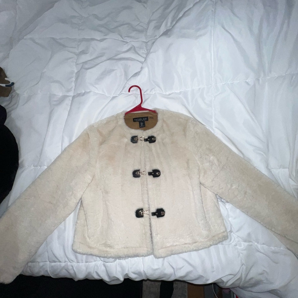 Rachel Zoe Cream Faux Fur Jacket